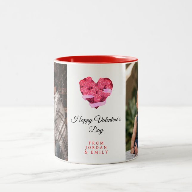 Caneca De Café Em Dois Tons Elegant Heart Happy Valentine's Day Photo (Centro)