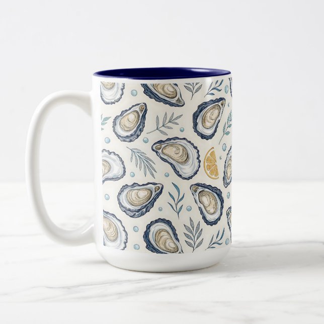 Caneca De Café Em Dois Tons Elegant Marine Oysters (Esquerda)