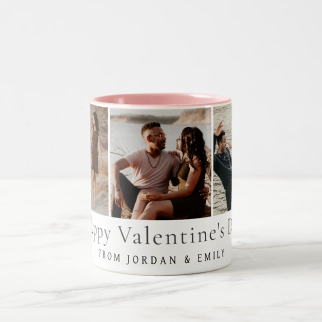 Caneca De Café Em Dois Tons Elegant Red Hearts Happy Valentine's Day 3 Photo (Centro)