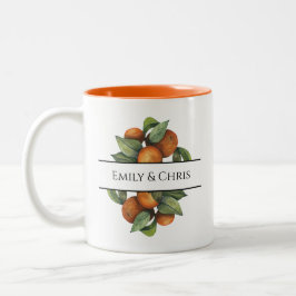 Caneca De Café Em Dois Tons Elegante Citrus Botânica Greenery