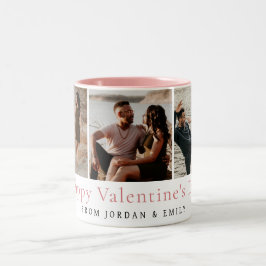 Caneca De Café Em Dois Tons Elegante Corações Vermelhos Feliz Dia dos Namorado