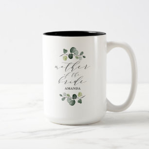 Caneca De Café Em Dois Tons Elegante Eucalyptus Greenery Mãe da Noiva