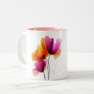 Caneca De Café Em Dois Tons Elegante Floral Abstrato em Aquarela Personalizado