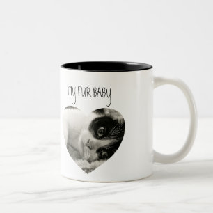 Caneca De Café Em Dois Tons Elegante   Gato   Foto Coração Café de Duas Cores
