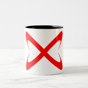 Caneca De Café Em Dois Tons Elegante Letra Vermelha X Monograma