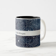 Elegante Mandala Prateado Moderno com Faixa Azul-M
