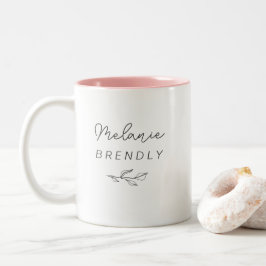 Caneca De Café Em Dois Tons Elegante Moderno Minimalista Botânico