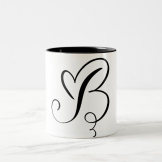 CANECA DE CAFÉ EM DOIS TONS ELEGANTE MONOGRAMA COR PRETA LETRA "B"