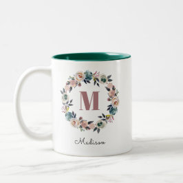 Caneca De Café Em Dois Tons Elegante Nome Personalizado Monograma Senhoras Mod