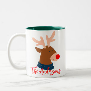 Caneca De Café Em Dois Tons Elegante Nosso Primeiro Natal como Casal Senhor e