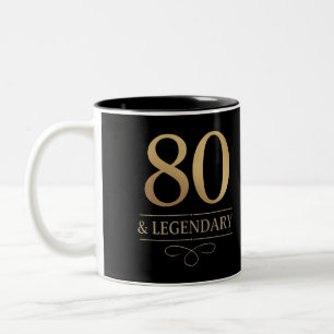 Caneca De Café Em Dois Tons Elegante Ouro 80º & Aniversário Lendário