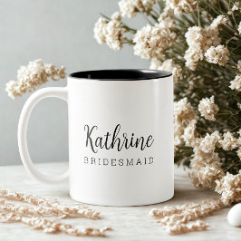 Caneca De Café Em Dois Tons Elegante proposta de damas de honra em letra cursi