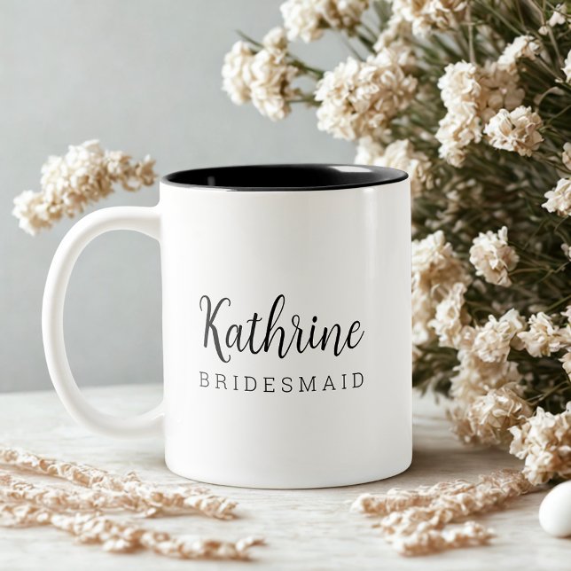 Caneca De Café Em Dois Tons Elegante proposta de madrinha de casamento em letr (Criador carregado)