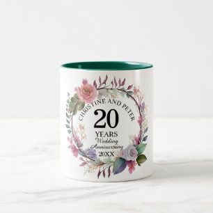 Caneca De Café Em Dois Tons Elegante Qualquer Casamento (20) Floral Aniversári