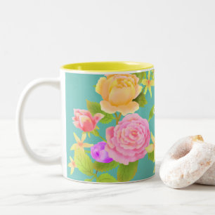 Caneca De Café Em Dois Tons Elegante Rosa Aqua