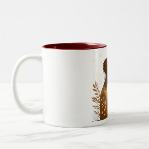 Caneca De Café Em Dois Tons Elegante Silhueta Dourada Mãe e Filha –