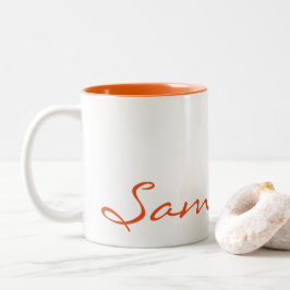 Caneca De Café Em Dois Tons elegante, simples e moderna trendy monograma laran