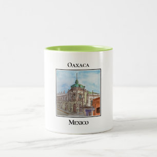 Caneca De Café Em Dois Tons Elegante Teatro Macedonio Alcala em Oaxaca