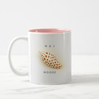 Caneca De Café Em Dois Tons Elegante Tropical Junonia Florida Beach Shell Name