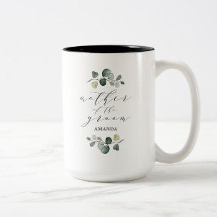 Caneca De Café Em Dois Tons Elegante Verde Eucalipto Mãe do Noivo