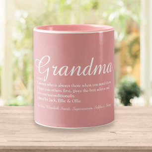 Caneca De Café Em Dois Tons Elegante Vovó Definição Dusty Rosa cor-de-rosa