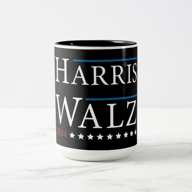 Caneca De Café Em Dois Tons Eleição de Harris Walz 2024 (Centro)
