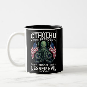 Caneca De Café Em Dois Tons Eleições Engraçadas de 2024 Cthulhu Para President