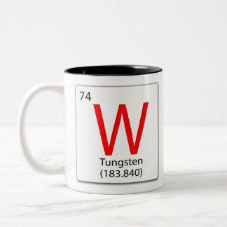 Caneca De Café Em Dois Tons Elemento químico azulejo W Tungstênio