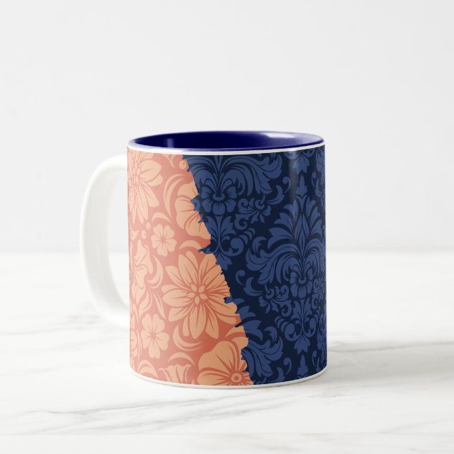 Caneca De Café Em Dois Tons Elementos Ornamentais de luxo (Frente Esquerda)