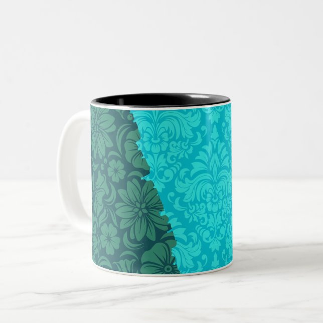 Caneca De Café Em Dois Tons Elementos Ornamentais de luxo (Frente Esquerda)