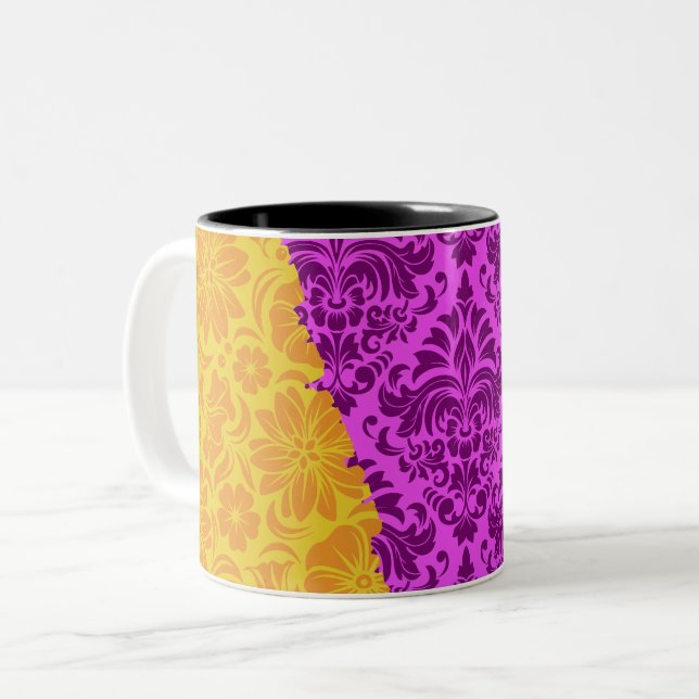 Caneca De Café Em Dois Tons Elementos Ornamentais de luxo (Frente Esquerda)