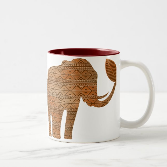 Caneca De Café Em Dois Tons Elephant Tribal Art Design de Dois Lâmpadas (Direita)