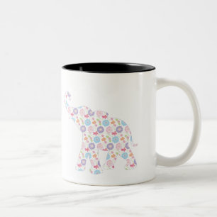 Caneca De Café Em Dois Tons Elephant-with-Watercolor — Padrão Único