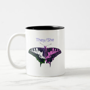 Caneca De Café Em Dois Tons Eles/Ela Borboleta-Anã-Anã-Anã-Inglesa