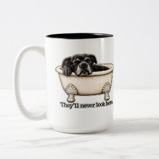 Caneca De Café Em Dois Tons Eles Nunca Olharão Aqui Banho de Cachorro Pitbull 