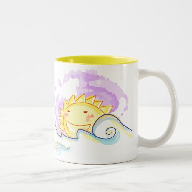 Caneca De Café Em Dois Tons Elevação feliz do sol (Direita)