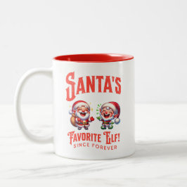 Caneca De Café Em Dois Tons Elf Favorito Dos papais noeis Desde Sempre