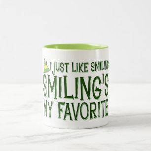 Caneca De Café Em Dois Tons "Elf/Smiling is my favorite" CHRISTMAS MUG