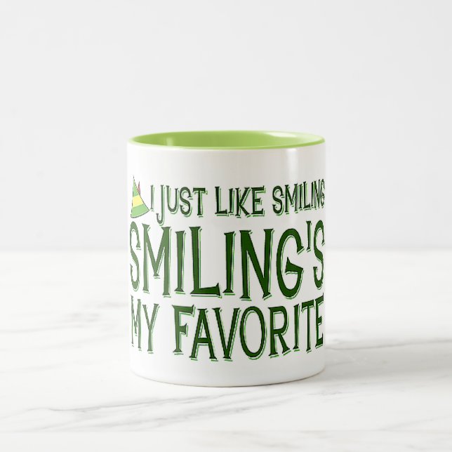 Caneca De Café Em Dois Tons "Elf/Smiling is my favorite" CHRISTMAS MUG (Centro)