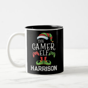 Caneca De Café Em Dois Tons Elfo Gamer Personalizado Vídeo de Natal de Jogos