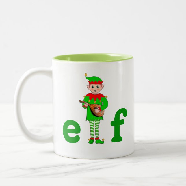 Caneca De Café Em Dois Tons Elfo Musical Canhoto (Esquerda)