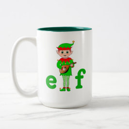 Caneca De Café Em Dois Tons Elfo Musical de Natal Moderno 