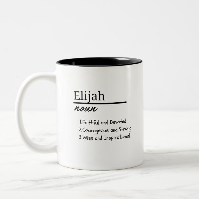 Caneca De Café Em Dois Tons Elijah, Definição de Nome Personalizado de Menino (Esquerda)
