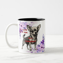 Caneca De Café Em Dois Tons Em um cheio mundial de cachorros seja um Chihuahua
