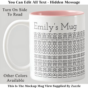Caneca De Café Em Dois Tons Em vez de Crochet & Nome 154GW Mensagem Oculta