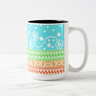 Caneca De Café Em Dois Tons Emaranhado Zíper Asteca em Pastéis