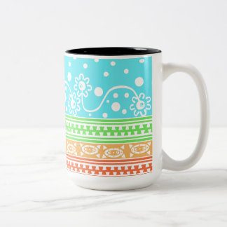 Caneca De Café Em Dois Tons Emaranhado Zíper Asteca em Pastéis