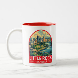 Caneca De Café Em Dois Tons Emblema Artístico de Viagens de Little Rock Arkans
