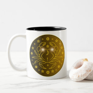 Caneca De Café Em Dois Tons Emblema do Zodíaco de Câncer Símbolo Celestial M