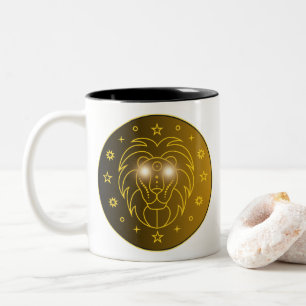 Caneca De Café Em Dois Tons Emblema do Zodíaco Leão Símbolo Celestial Minima